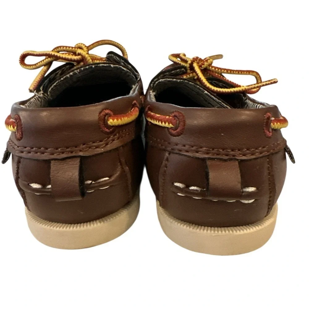 OshKosh B' Gosh Boy Brown Boat Shoes Loafers Heel Pull Tab Slip On Sz 10 VTG